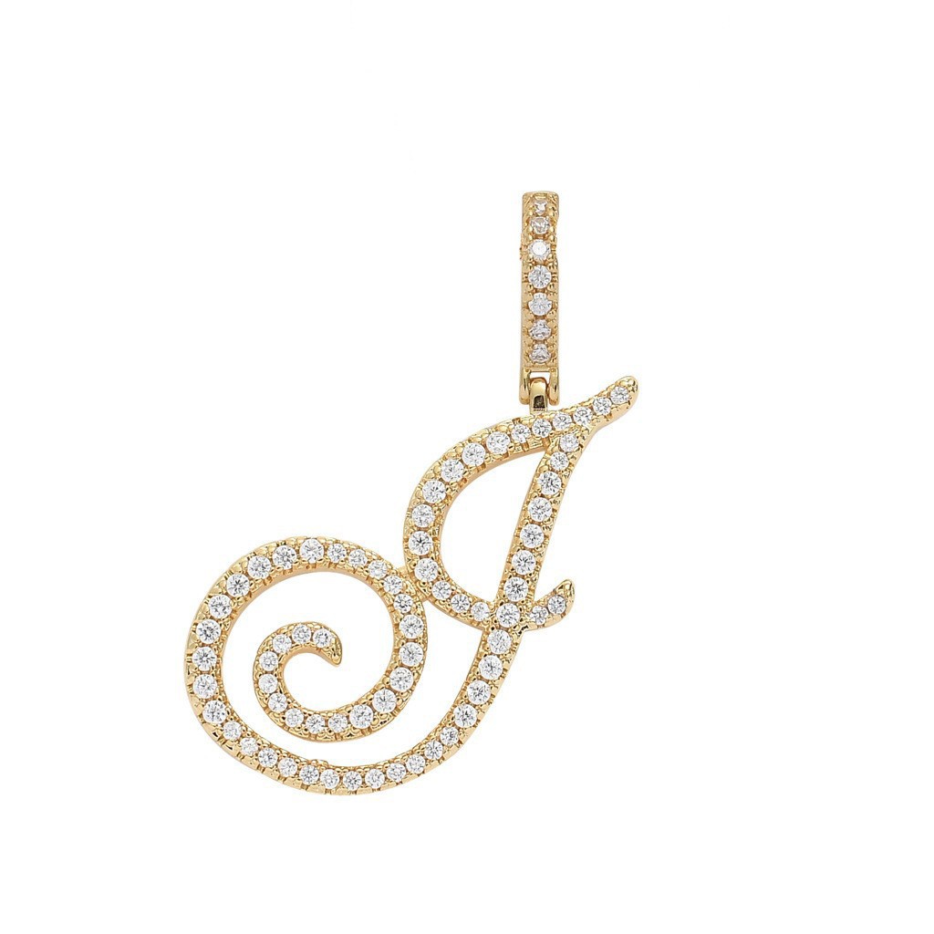 Floral Letter Full-Diamond Pendant Necklace (Gold/Silver Version)