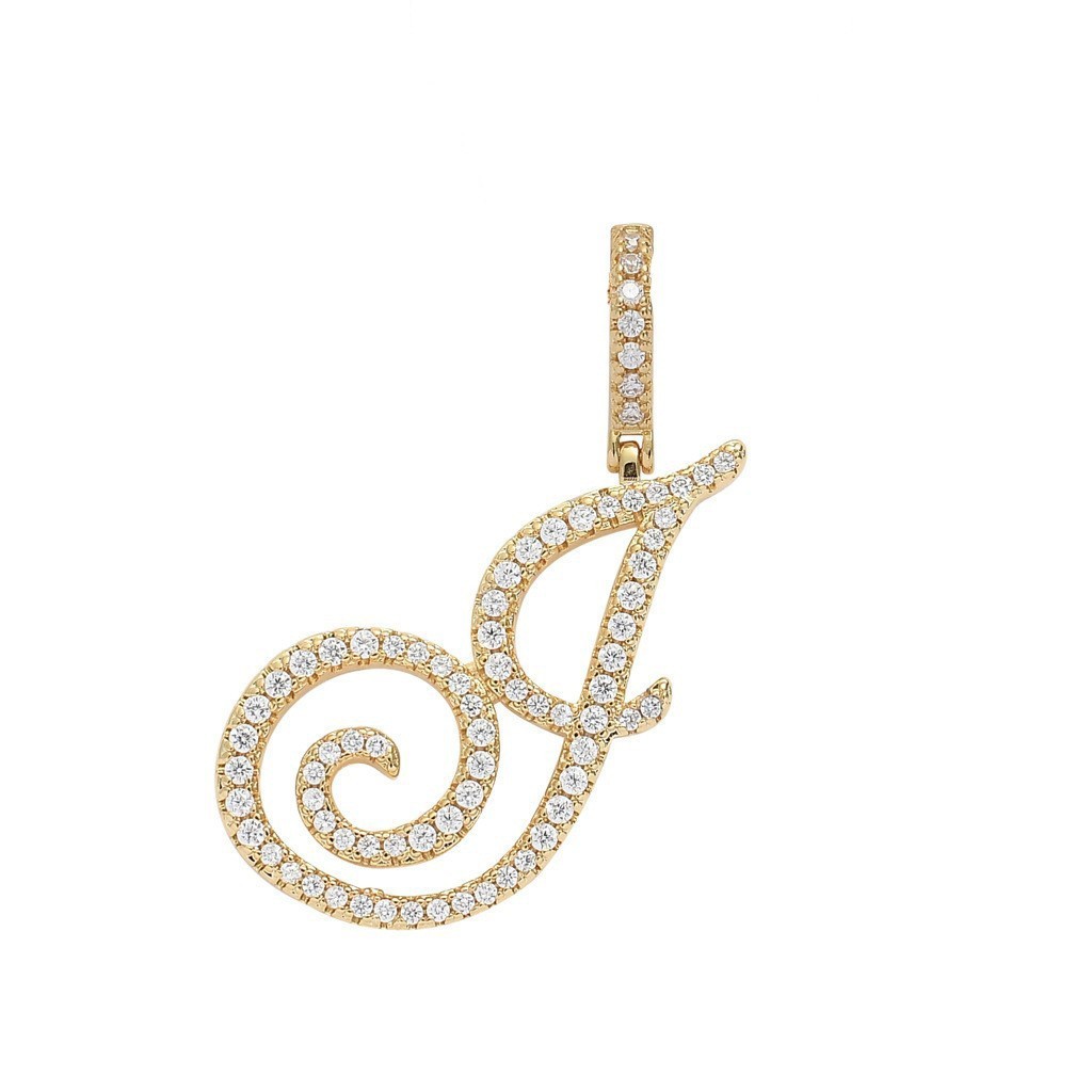 Floral Letter Full-Diamond Pendant Necklace (Gold/Silver Version)