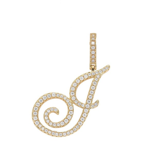 Floral Letter Full-Diamond Pendant Necklace (Gold/Silver Version)