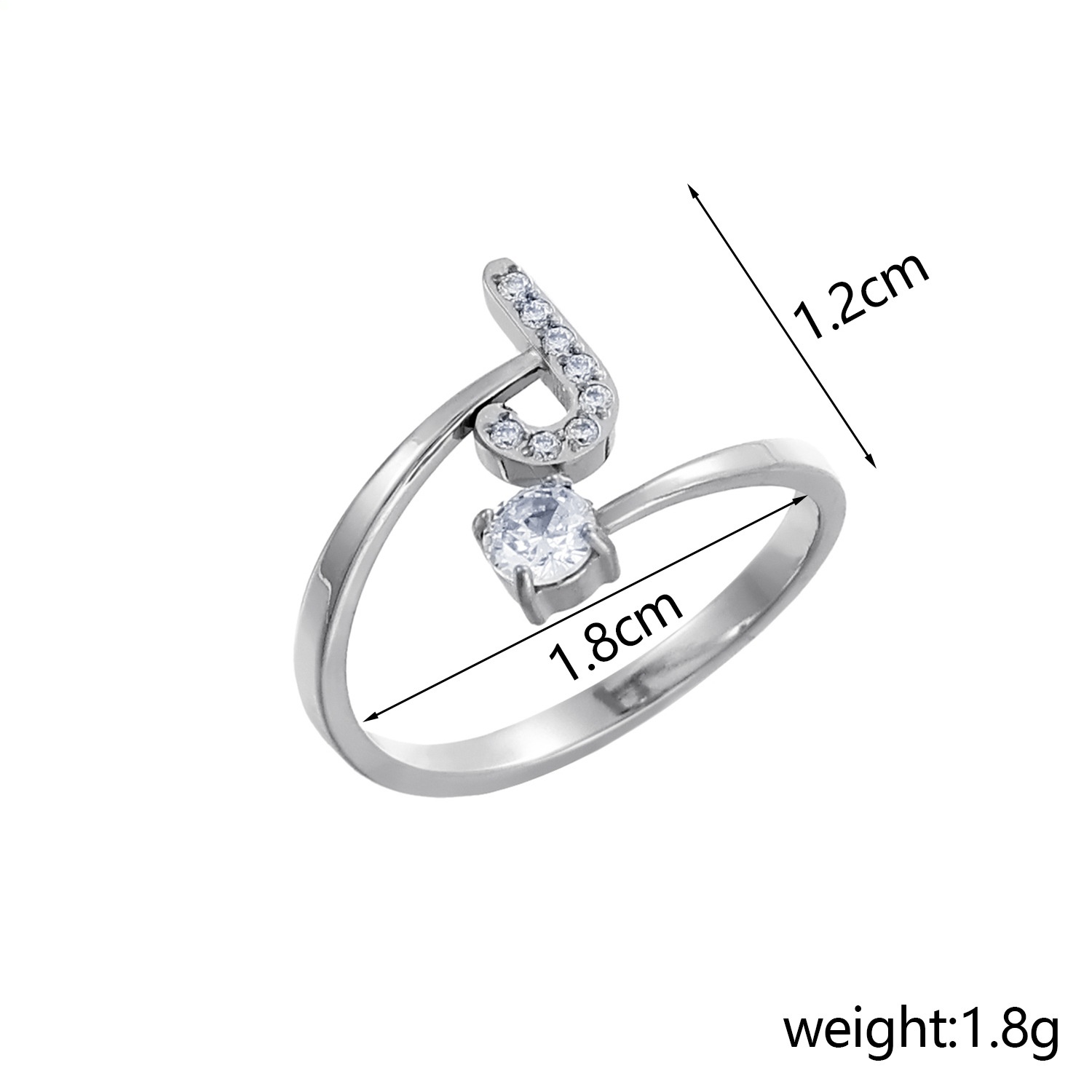 26-Letter Diamond-Inlaid Ring (Gold/Silver Version)
