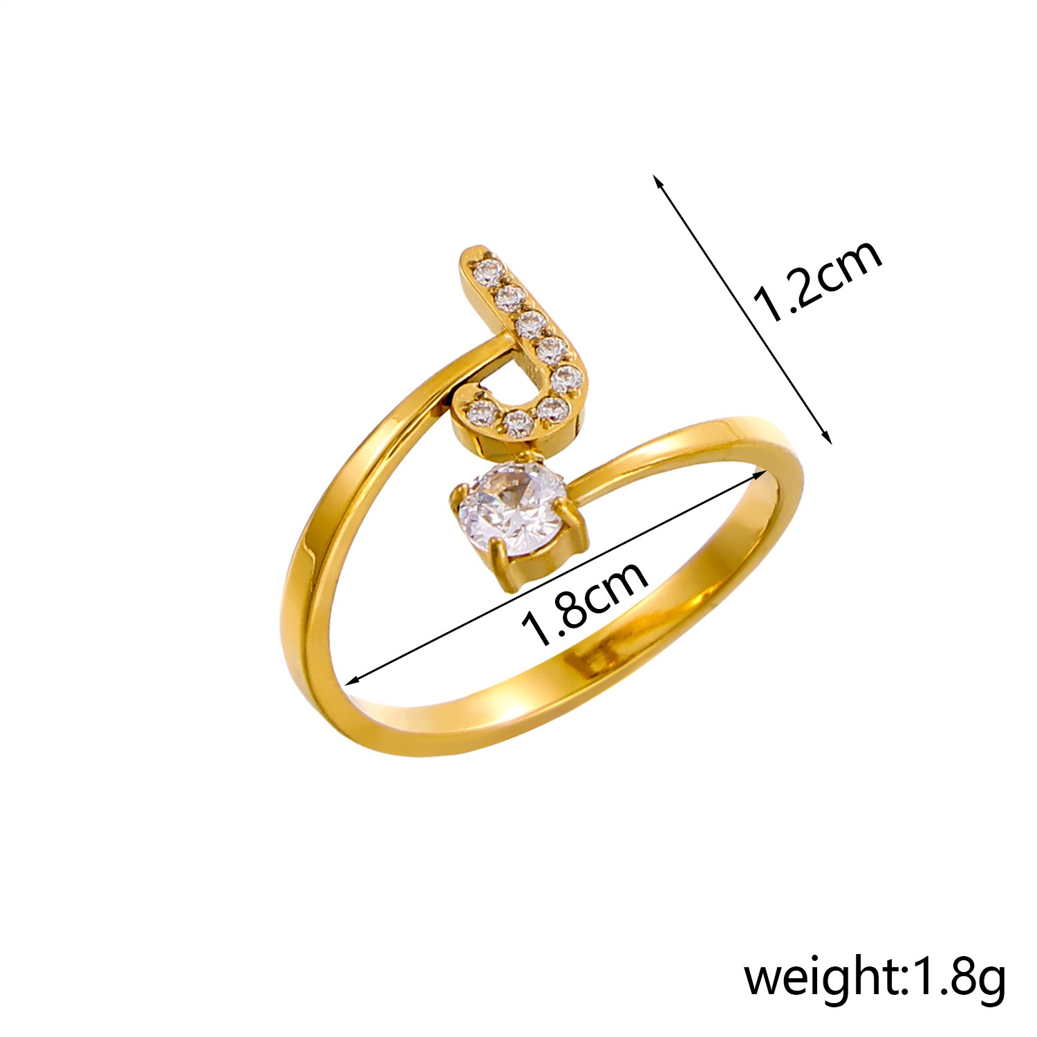 26-Letter Diamond-Inlaid Ring (Gold/Silver Version)