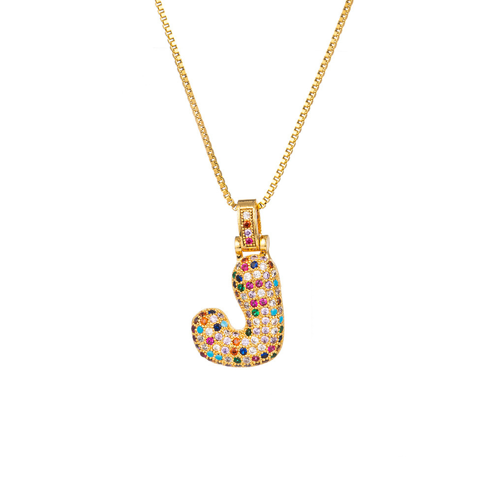 26 Letters Full-Diamond Colorful Necklace