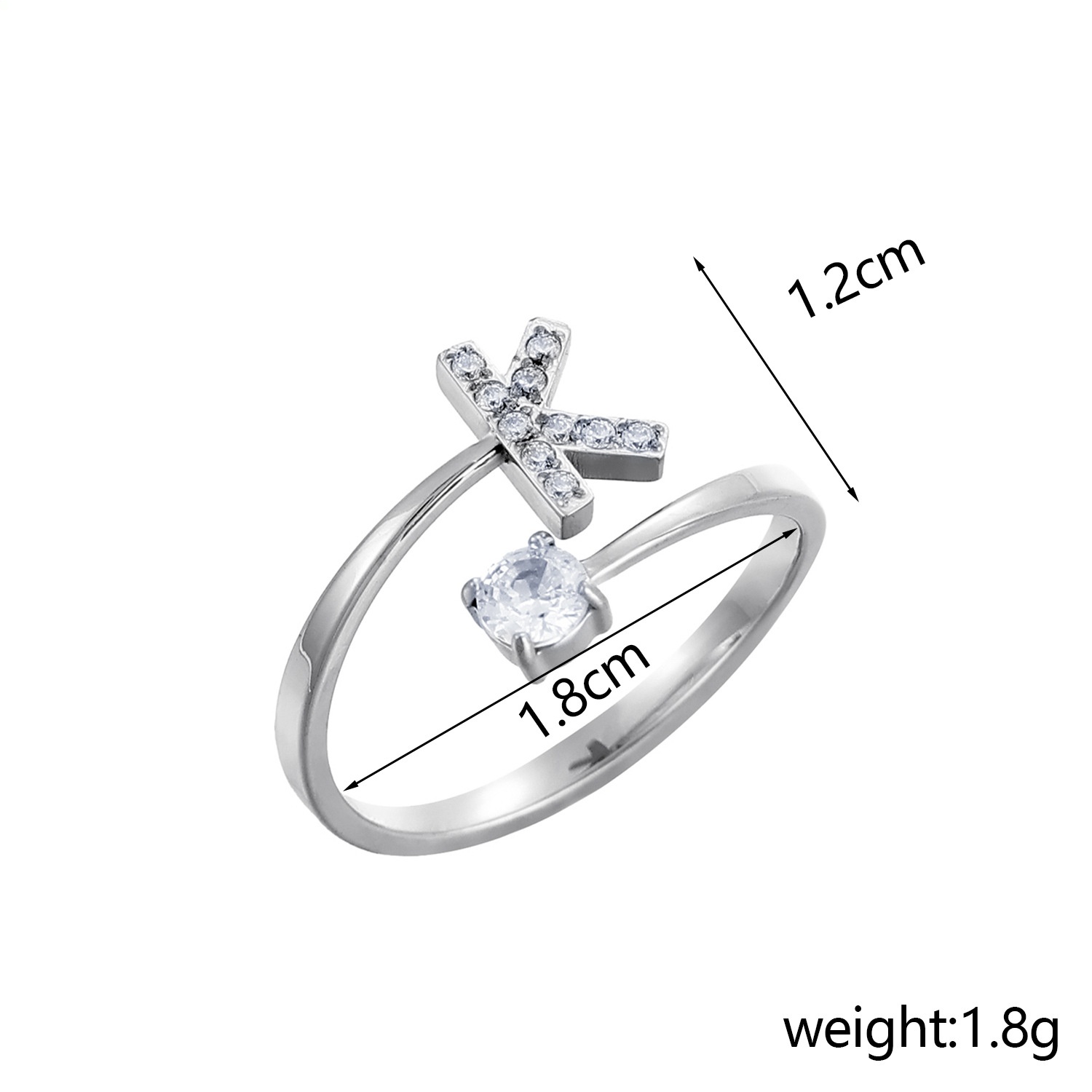 26-Letter Diamond-Inlaid Ring (Gold/Silver Version)