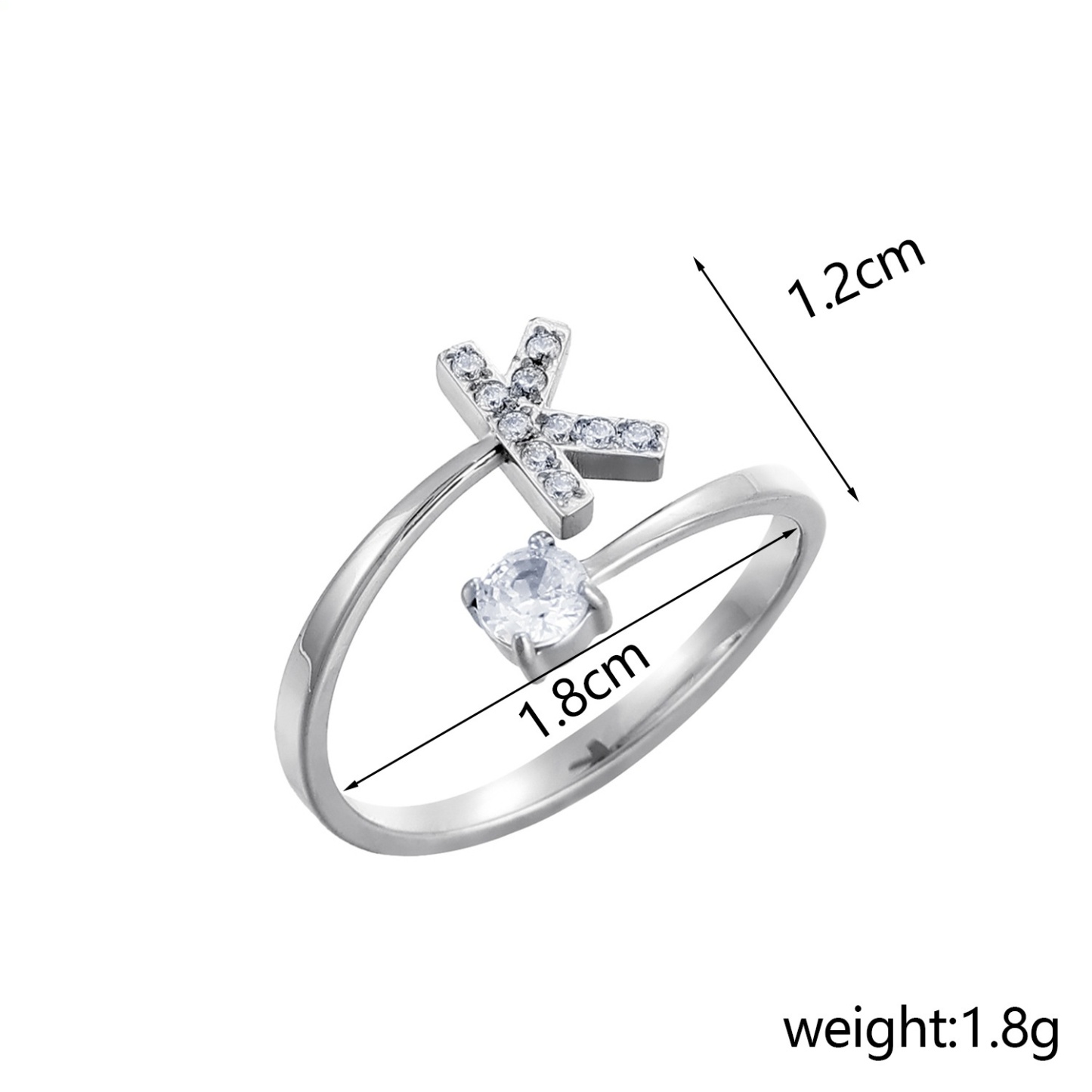 26-Letter Diamond-Inlaid Ring (Gold/Silver Version)