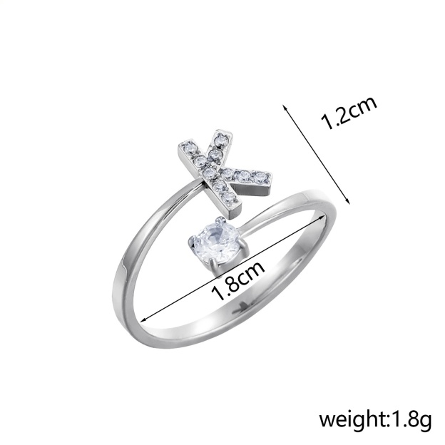 26-Letter Diamond-Inlaid Ring (Gold/Silver Version)