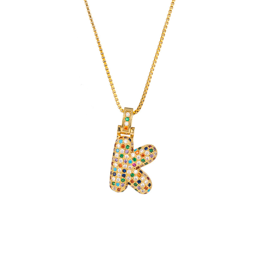 26 Letters Full-Diamond Colorful Necklace