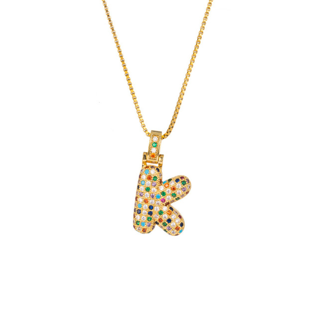 26 Letters Full-Diamond Colorful Necklace