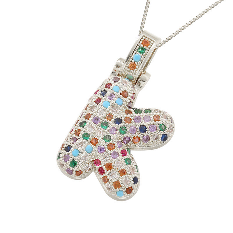 26 Letters Full-Diamond Colorful Necklace