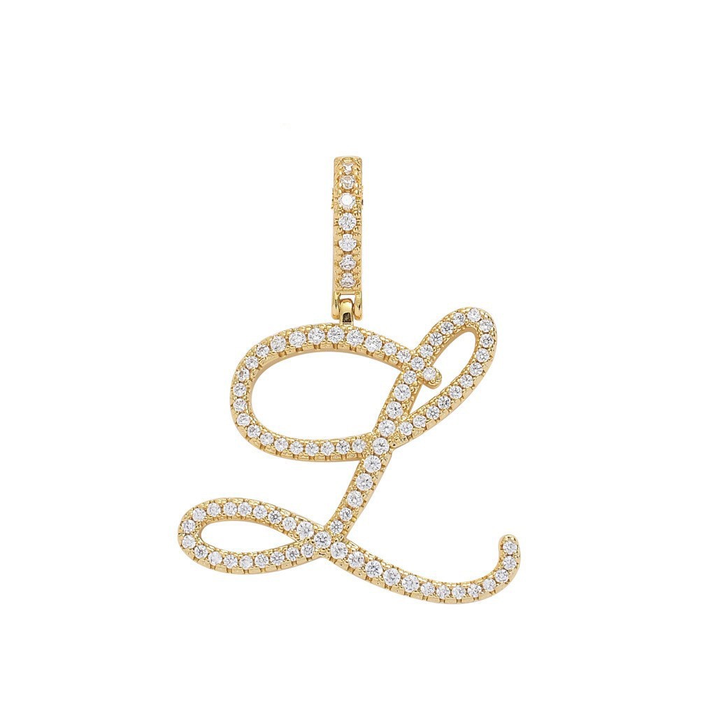 Floral Letter Full-Diamond Pendant Necklace (Gold/Silver Version)