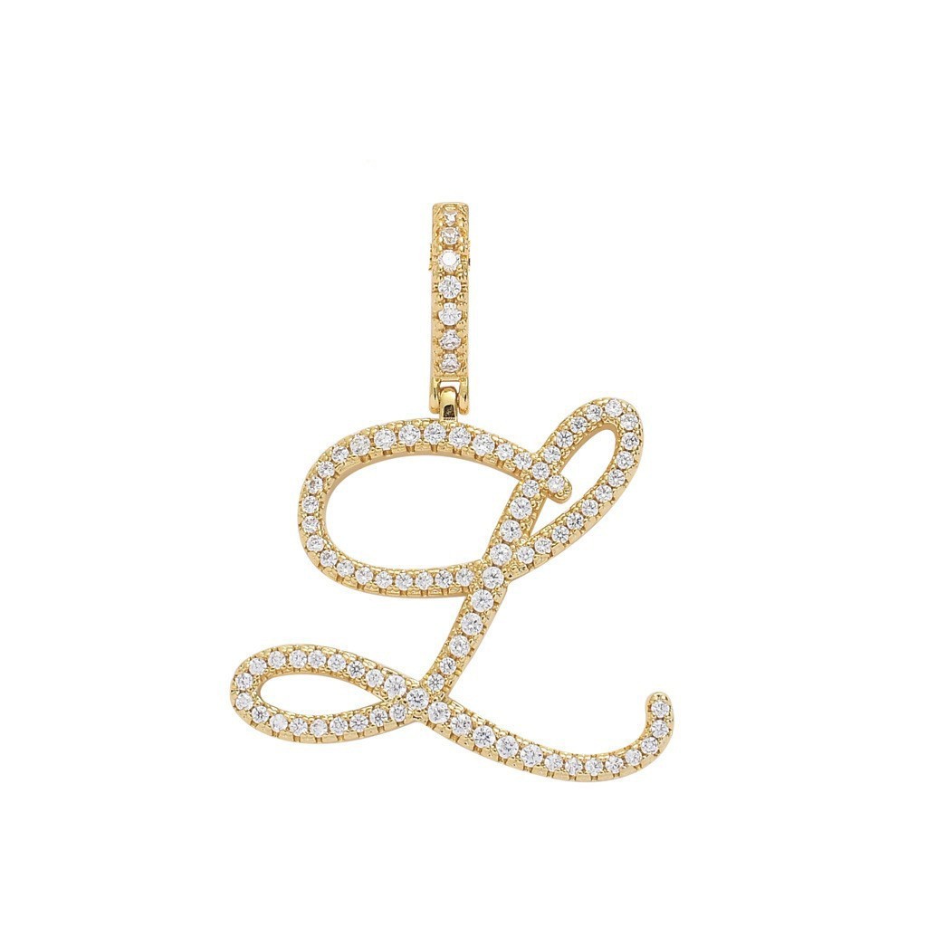 Floral Letter Full-Diamond Pendant Necklace (Gold/Silver Version)