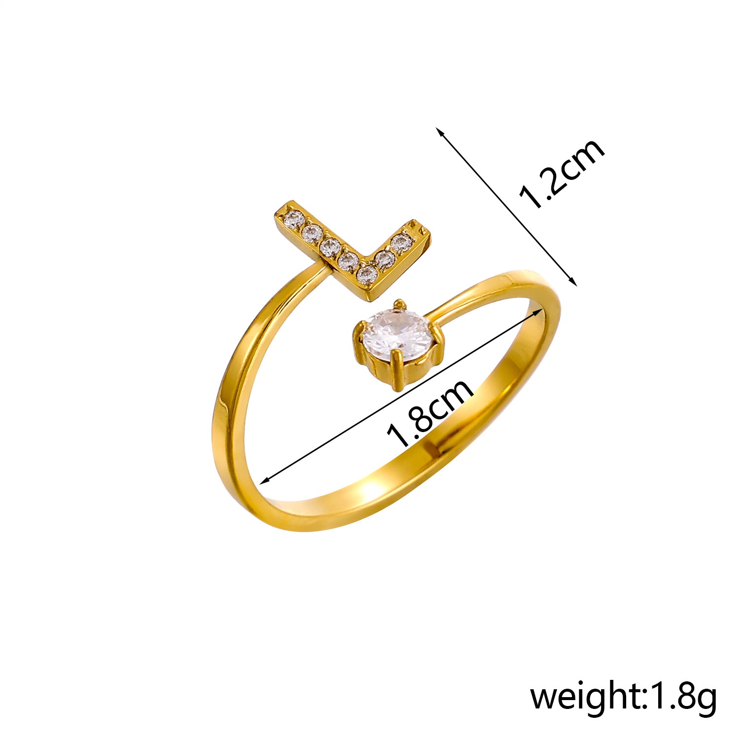 26-Letter Diamond-Inlaid Ring (Gold/Silver Version)