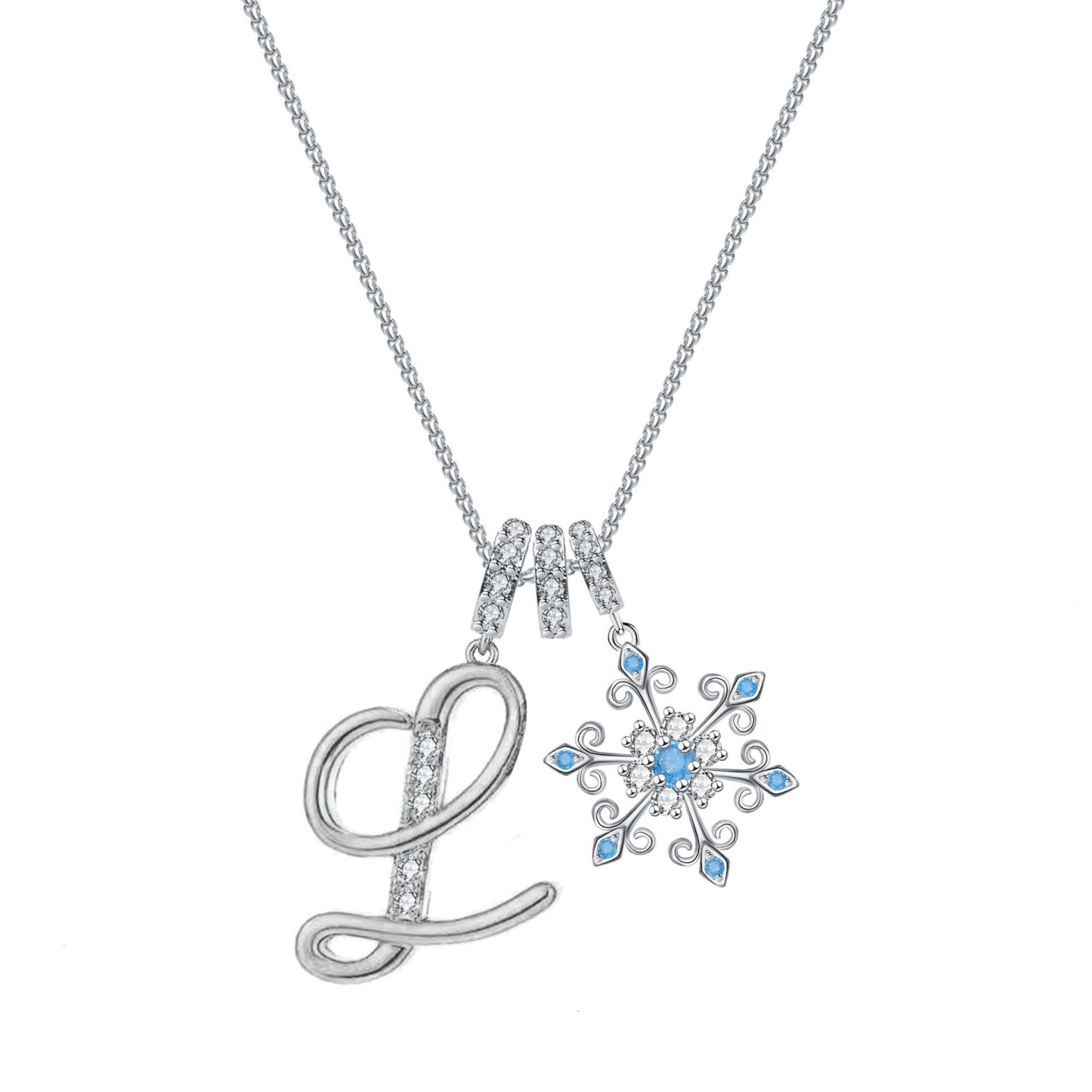 Diamond-Inlaid Light Luxury Girlish Pendant 26-Letter Snowflake Necklace 