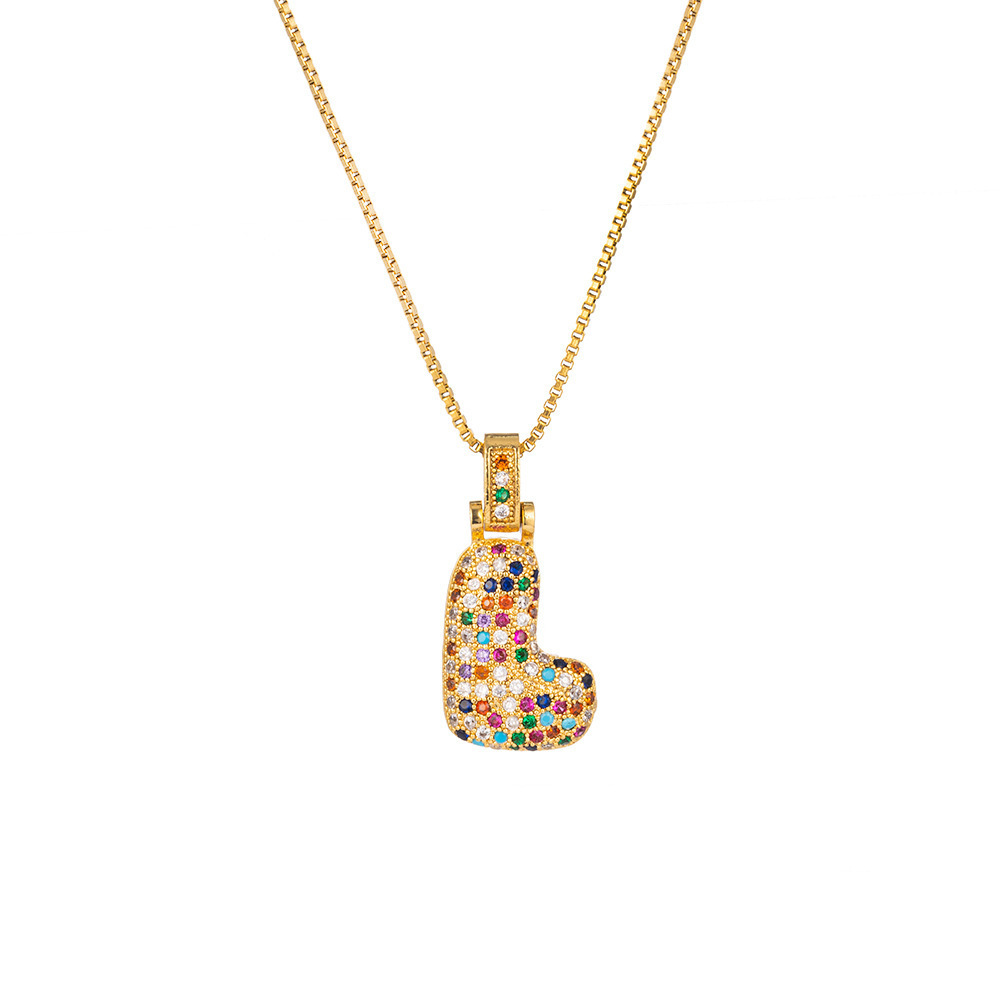 26 Letters Full-Diamond Colorful Necklace
