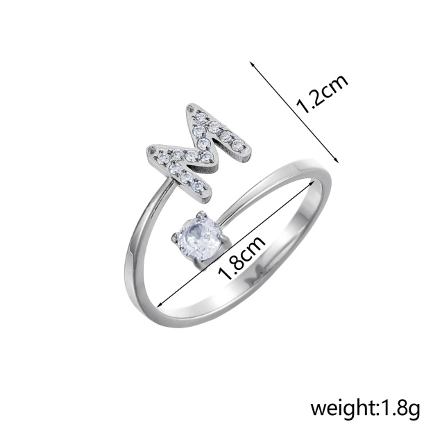 26-Letter Diamond-Inlaid Ring (Gold/Silver Version)