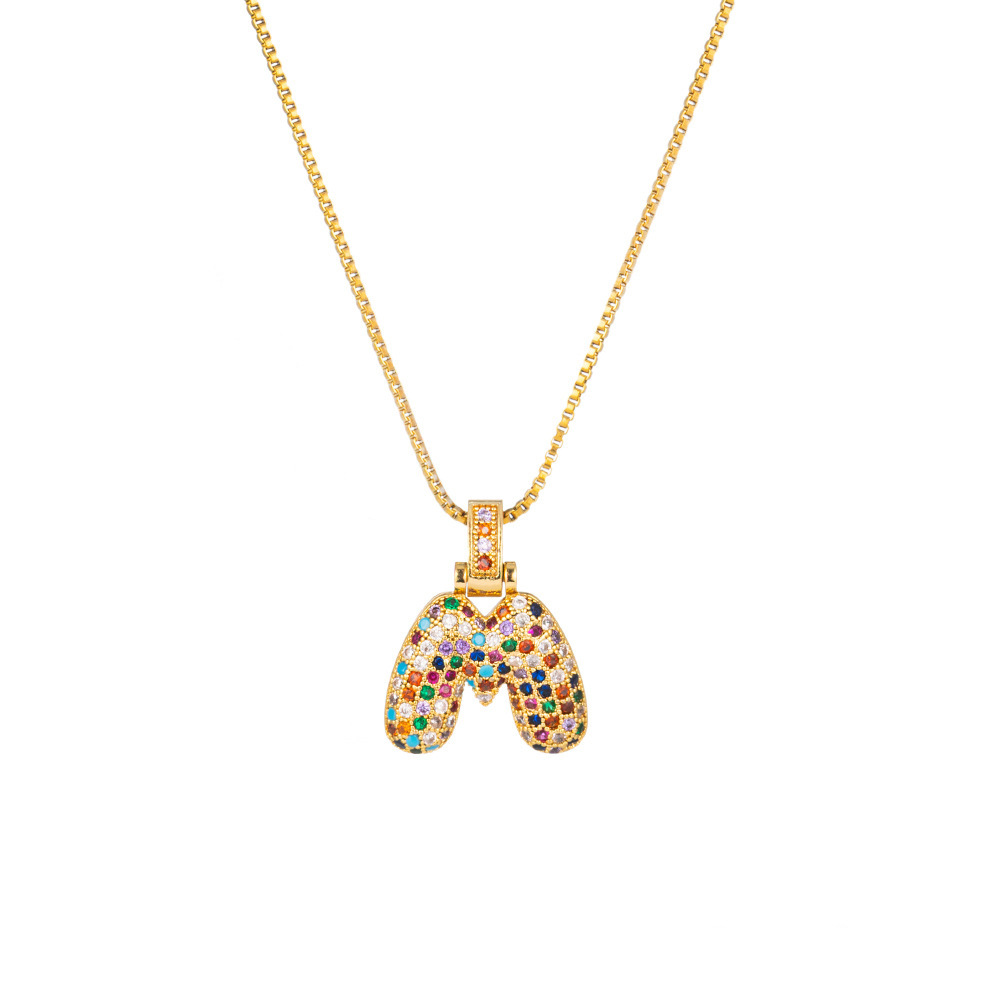 26 Letters Full-Diamond Colorful Necklace