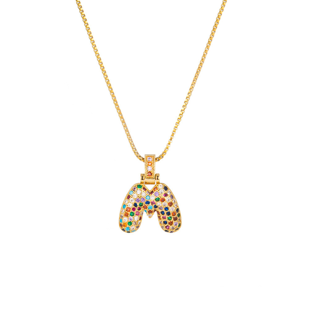 26 Letters Full-Diamond Colorful Necklace