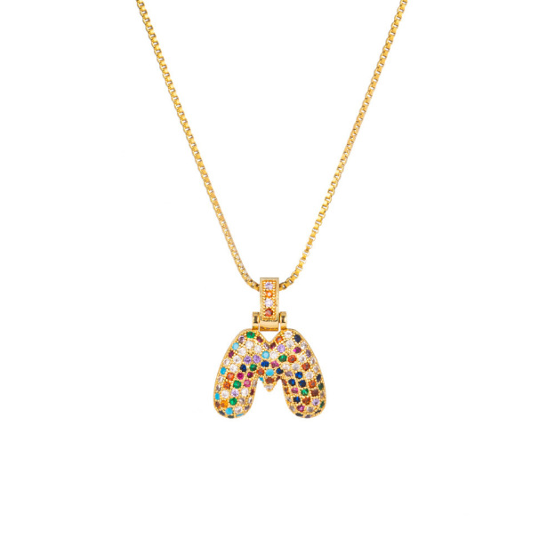 26 Letters Full-Diamond Colorful Necklace