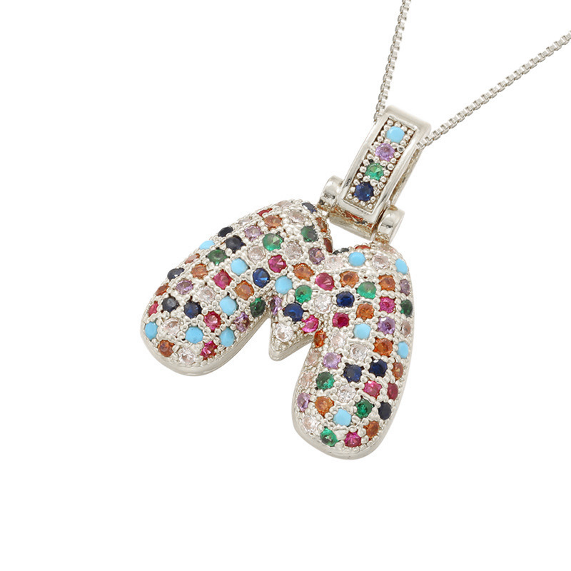 26 Letters Full-Diamond Colorful Necklace