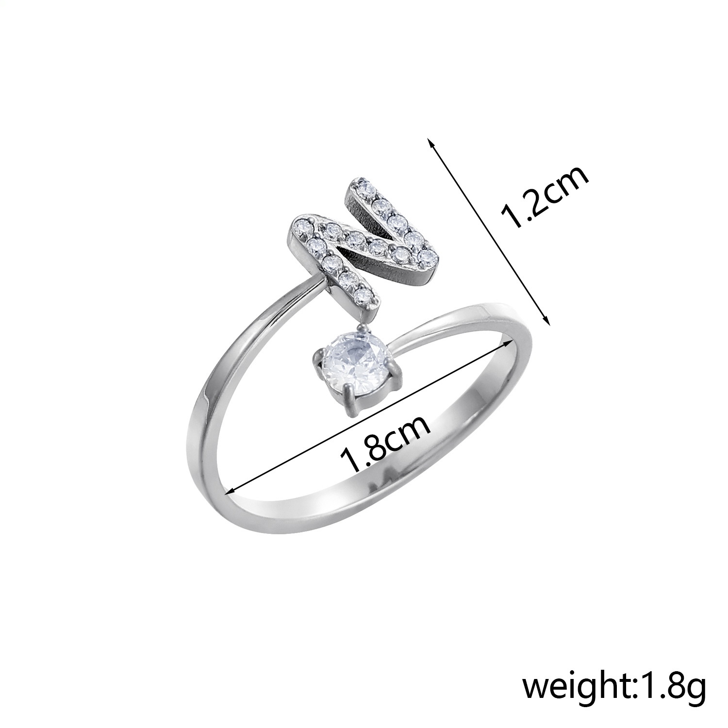 26-Letter Diamond-Inlaid Ring (Gold/Silver Version)