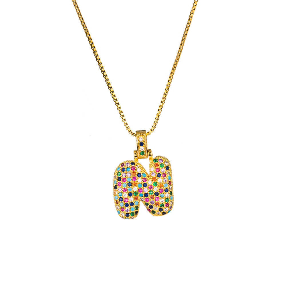 26 Letters Full-Diamond Colorful Necklace