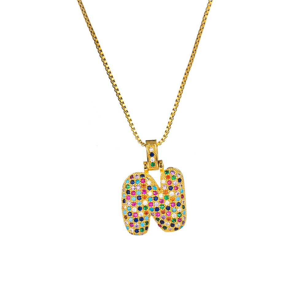26 Letters Full-Diamond Colorful Necklace