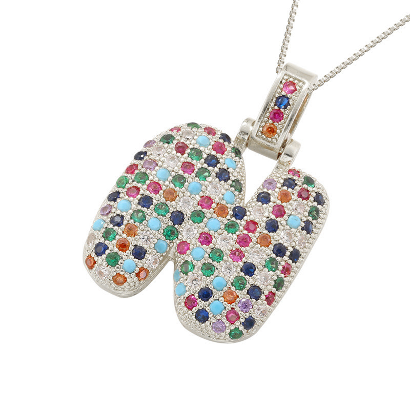 26 Letters Full-Diamond Colorful Necklace