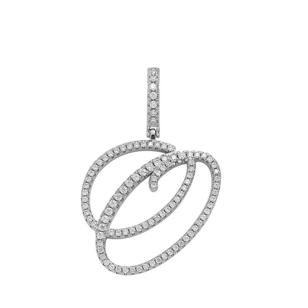 Floral Letter Full-Diamond Pendant Necklace (Gold/Silver Version)