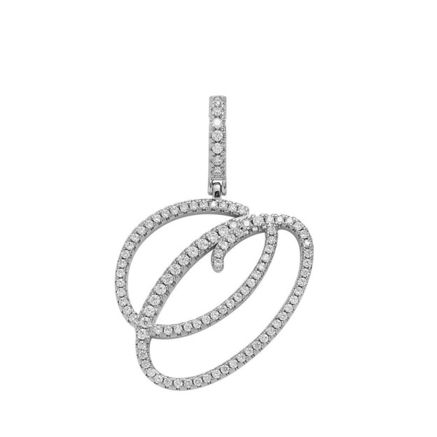 Floral Letter Full-Diamond Pendant Necklace (Gold/Silver Version)