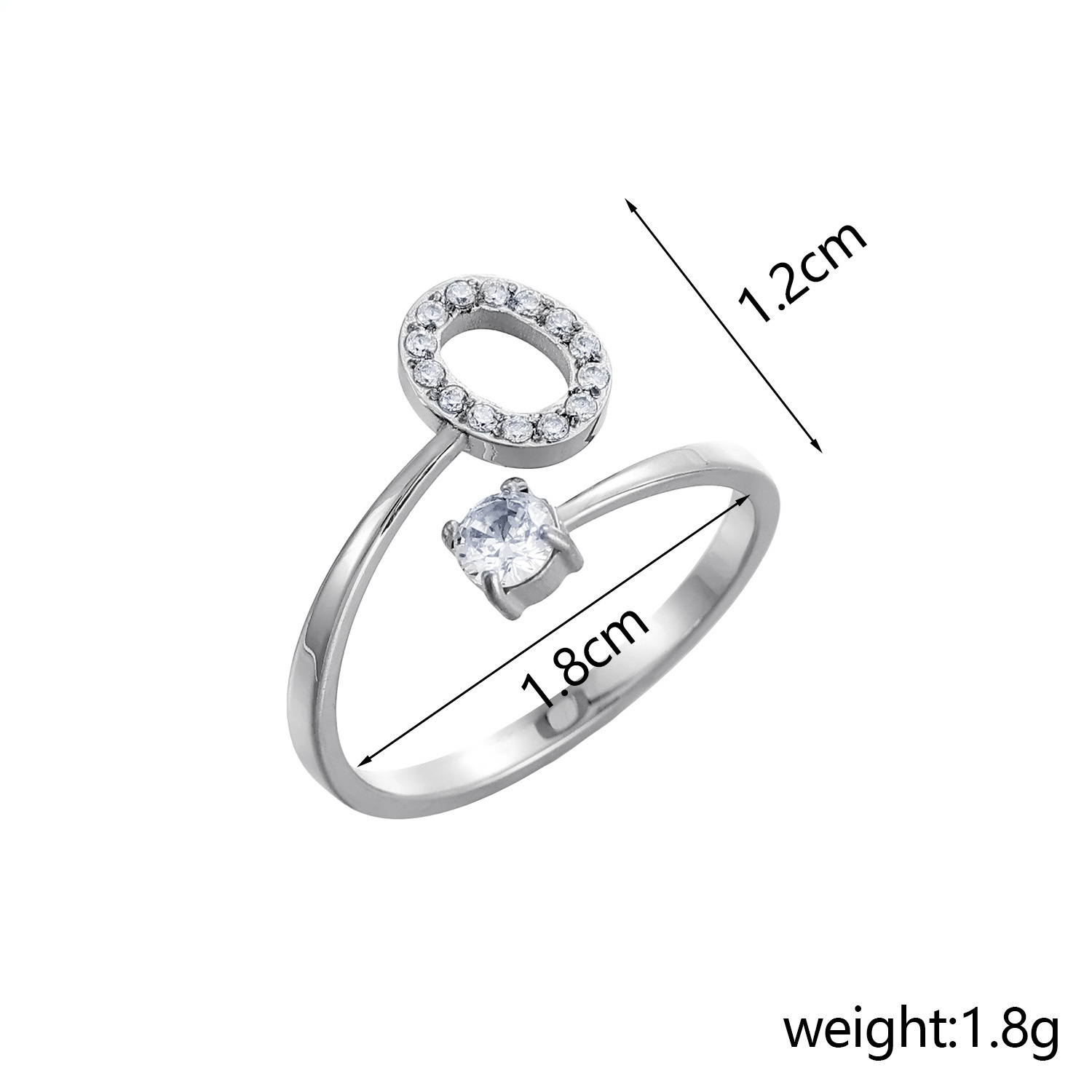 26-Letter Diamond-Inlaid Ring (Gold/Silver Version)