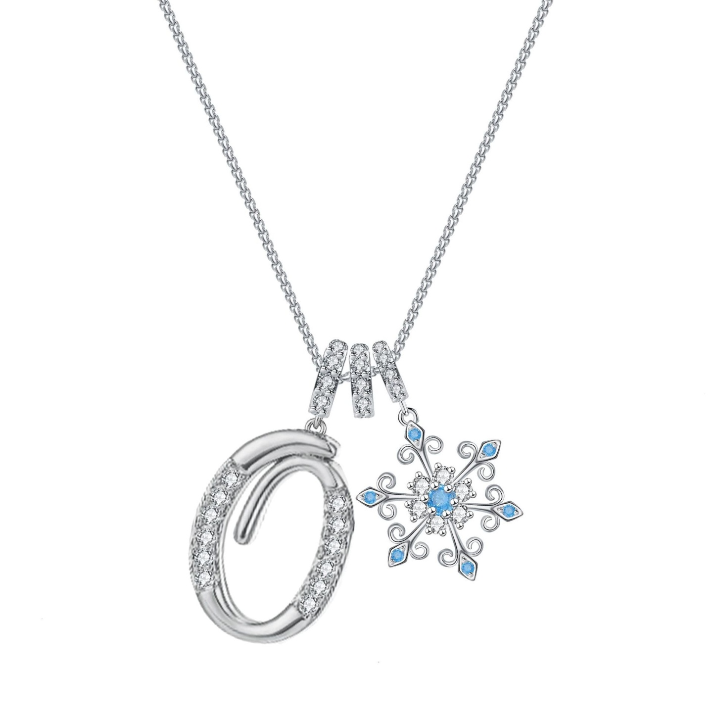 Diamond-Inlaid Light Luxury Girlish Pendant 26-Letter Snowflake Necklace 