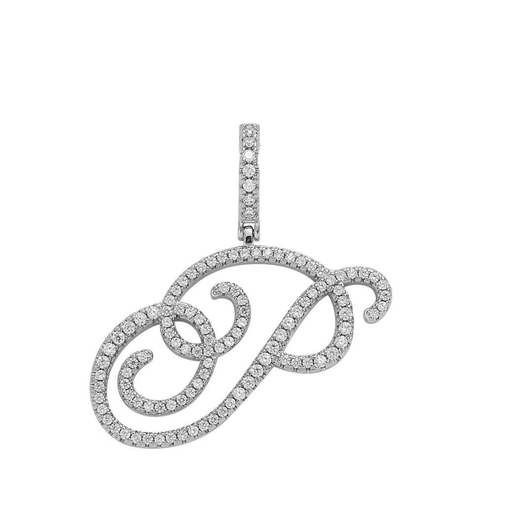 Floral Letter Full-Diamond Pendant Necklace (Gold/Silver Version)