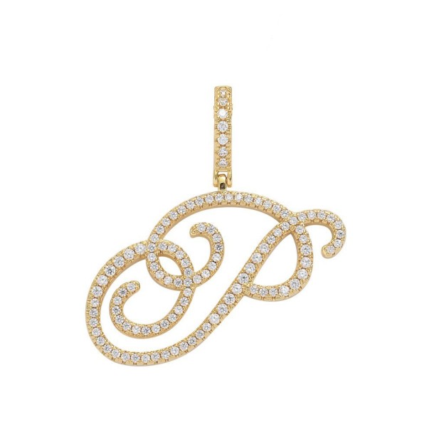 Floral Letter Full-Diamond Pendant Necklace (Gold/Silver Version)