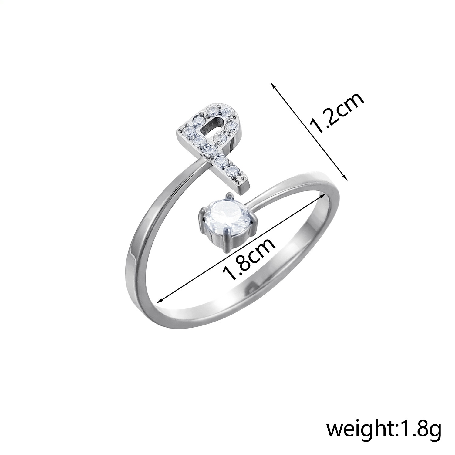 26-Letter Diamond-Inlaid Ring (Gold/Silver Version)