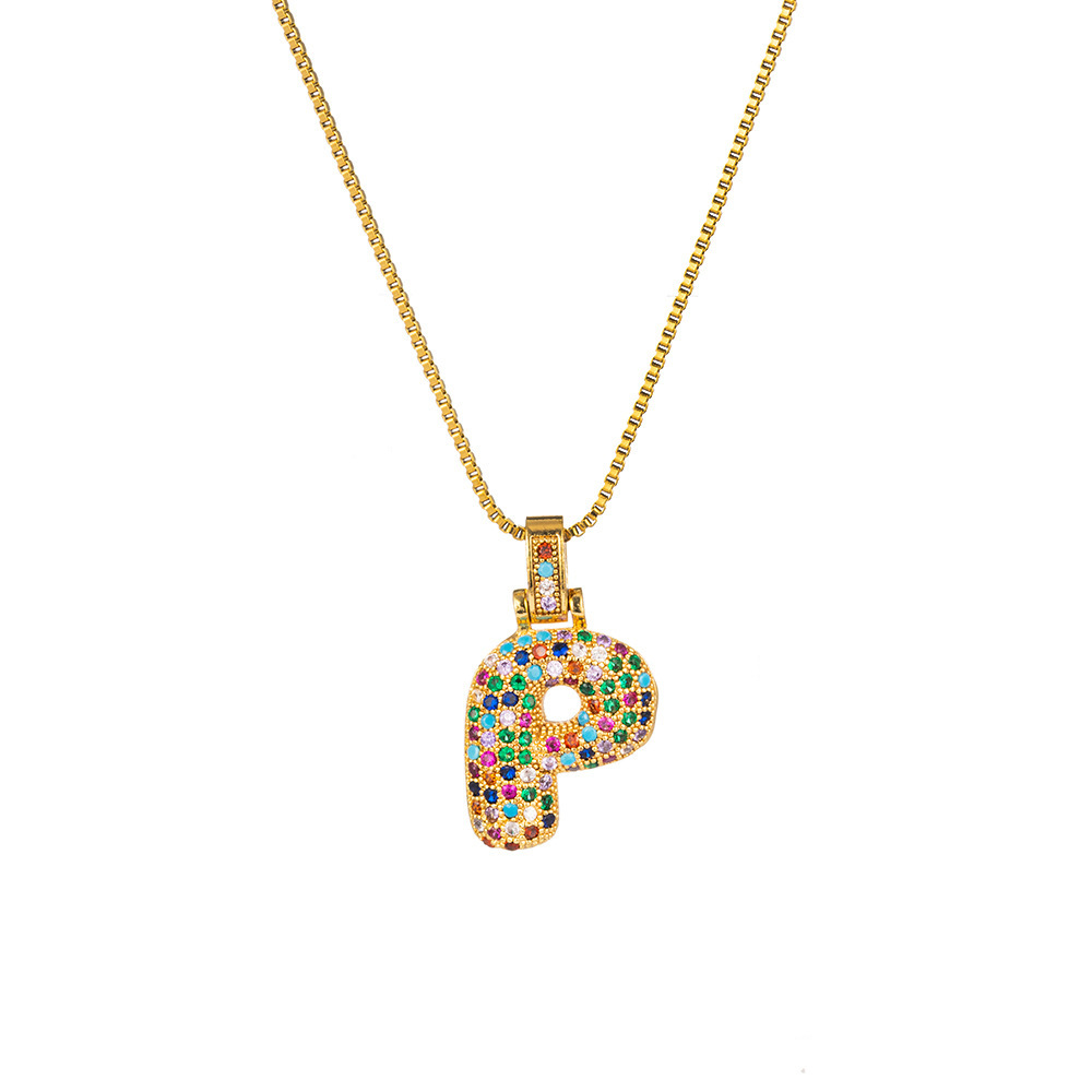 26 Letters Full-Diamond Colorful Necklace