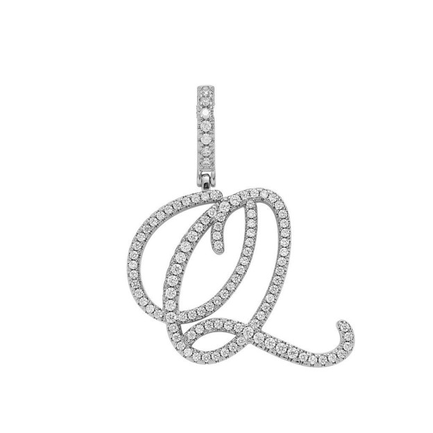 Floral Letter Full-Diamond Pendant Necklace (Gold/Silver Version)