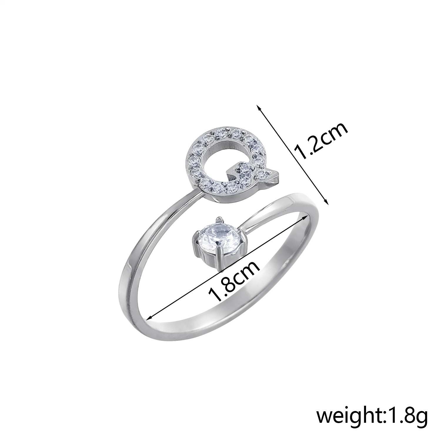 26-Letter Diamond-Inlaid Ring (Gold/Silver Version)