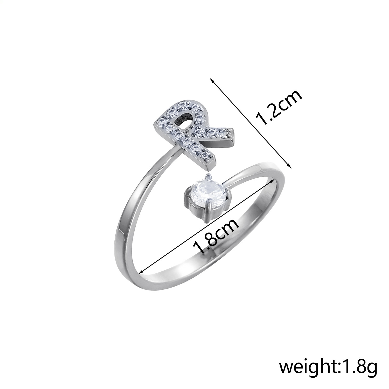26-Letter Diamond-Inlaid Ring (Gold/Silver Version)