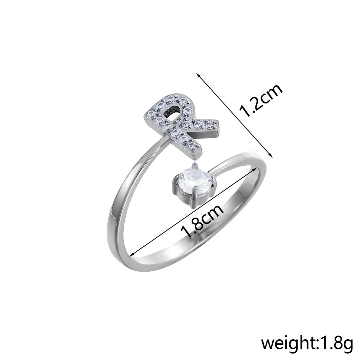 26-Letter Diamond-Inlaid Ring (Gold/Silver Version)