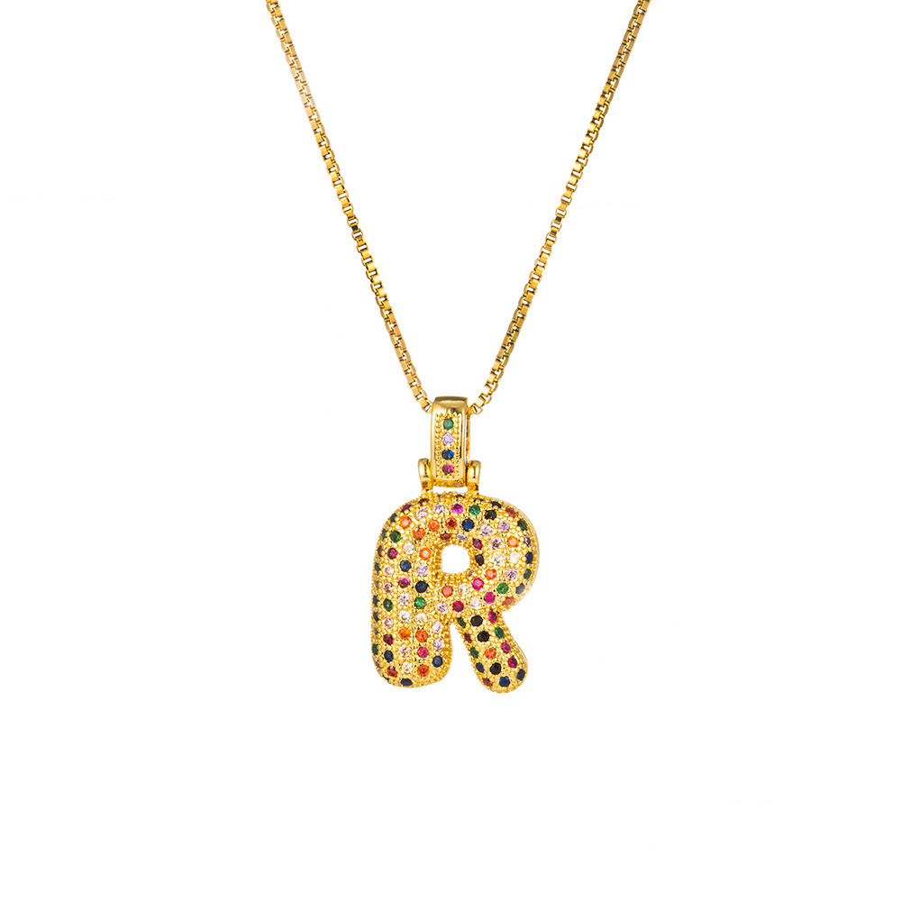26 Letters Full-Diamond Colorful Necklace
