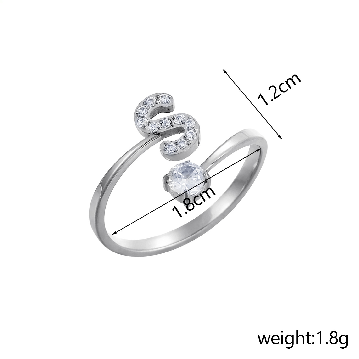 26-Letter Diamond-Inlaid Ring (Gold/Silver Version)