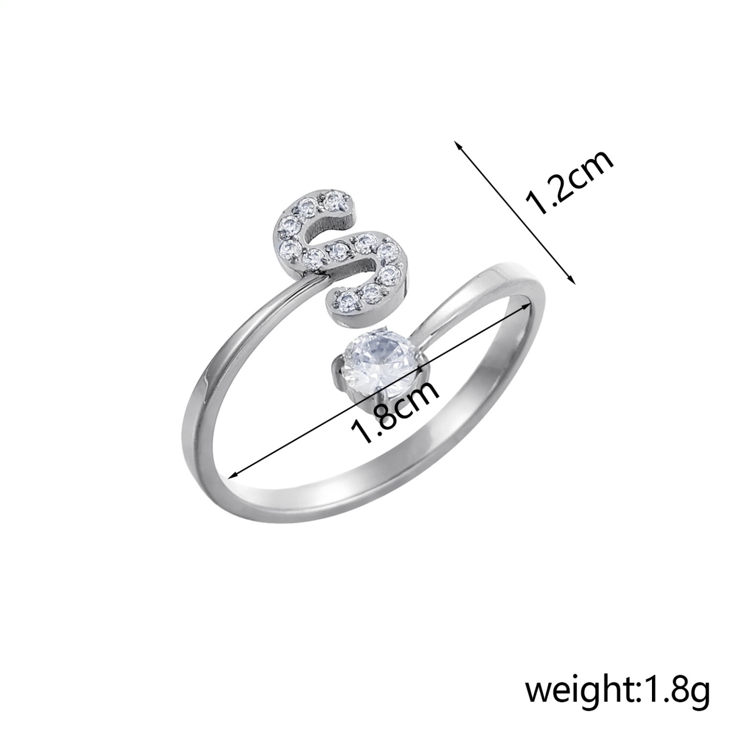 26-Letter Diamond-Inlaid Ring (Gold/Silver Version)