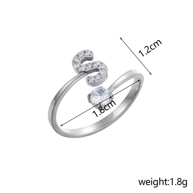 26-Letter Diamond-Inlaid Ring (Gold/Silver Version)