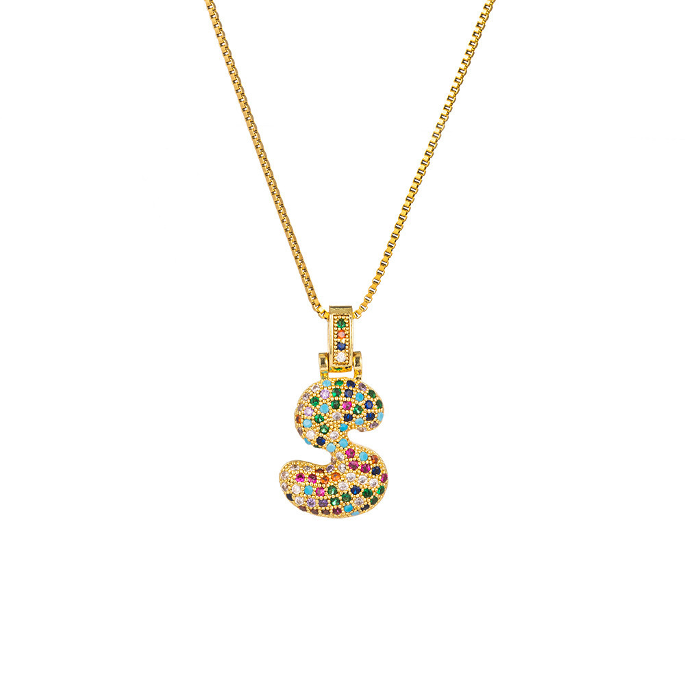 26 Letters Full-Diamond Colorful Necklace