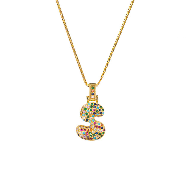26 Letters Full-Diamond Colorful Necklace
