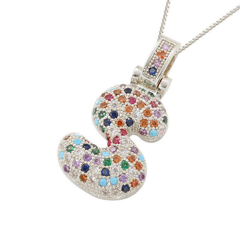 26 Letters Full-Diamond Colorful Necklace