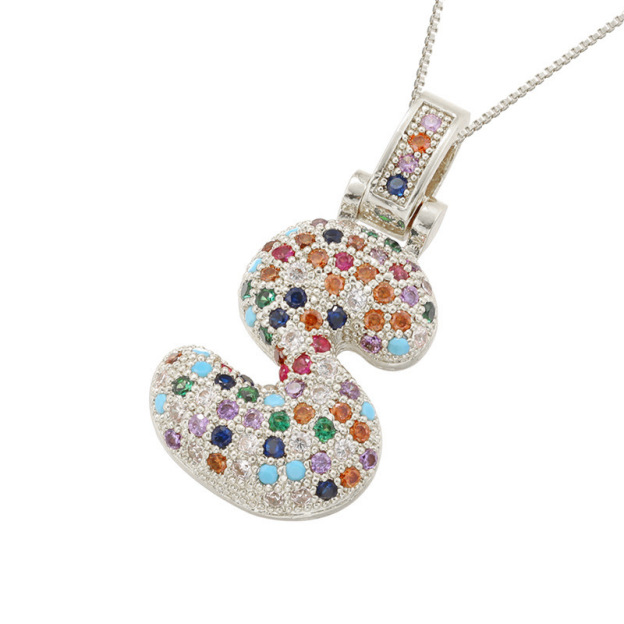 26 Letters Full-Diamond Colorful Necklace