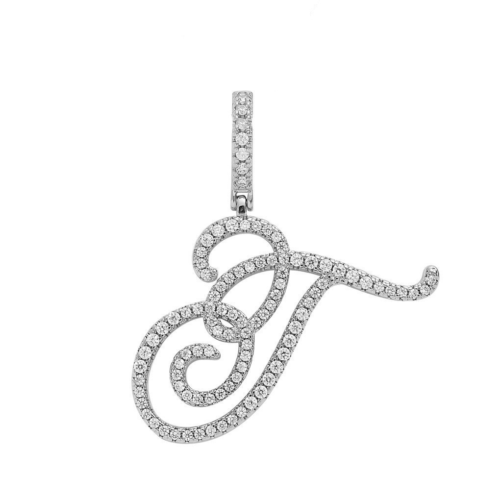 Floral Letter Full-Diamond Pendant Necklace (Gold/Silver Version)