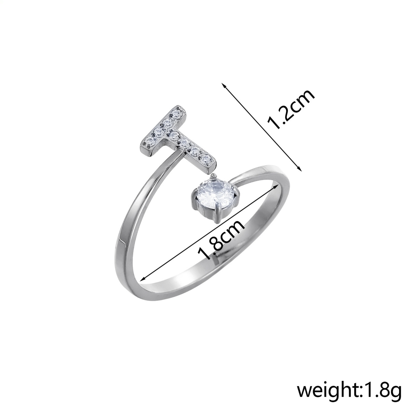 26-Letter Diamond-Inlaid Ring (Gold/Silver Version)