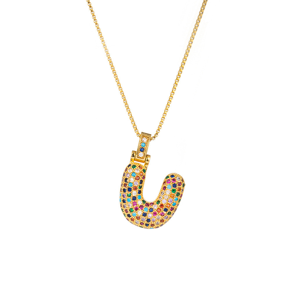 26 Letters Full-Diamond Colorful Necklace