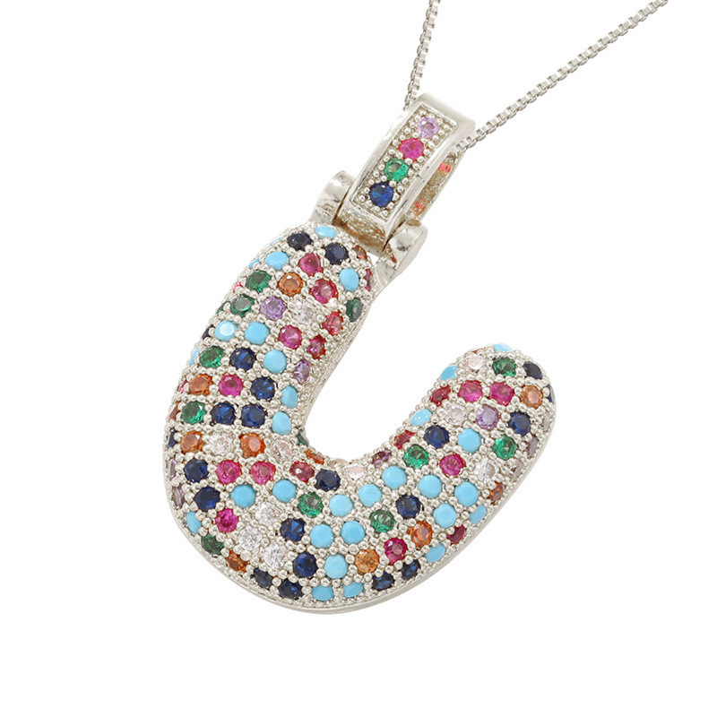 26 Letters Full-Diamond Colorful Necklace